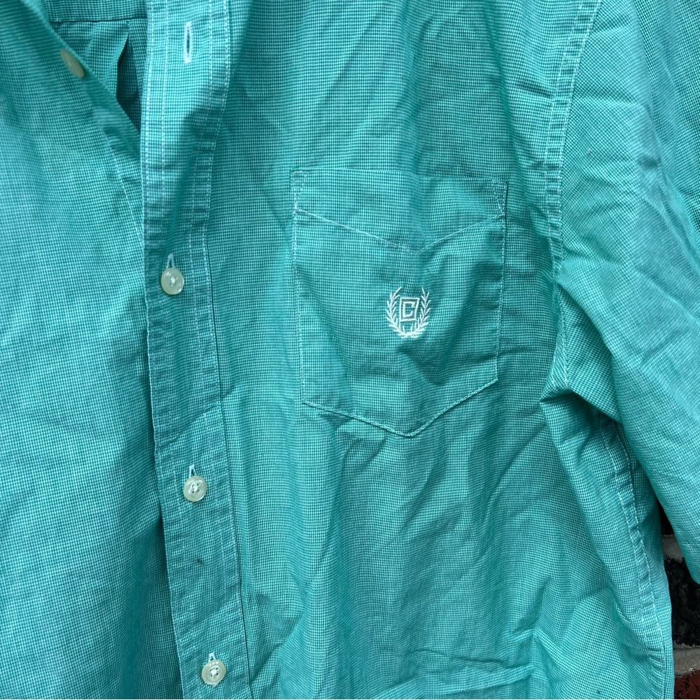 Chaps Mint Green Easy Care Button Down Short Sleeve Shirt - Picture 2 of 3